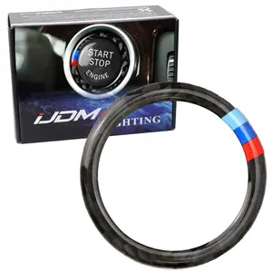 iJDMTOY Black Real Carbon Fiber Engine Push Start Button Surrounding Decoration Ring For 2006-2012 BMW E90 E92 325i 328i 330i 335i M3