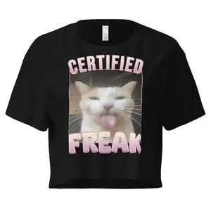 Women’s Certified Freak Funny Cat Crop Top