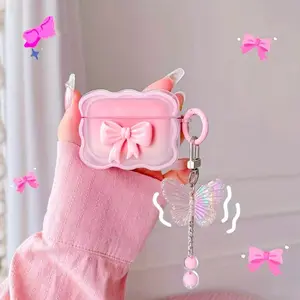 Suitable for Apple Girl Gradient Bow for Airpods Pro 2, 3, 4, 5 Generation Protective Case Earphone Wave Soft