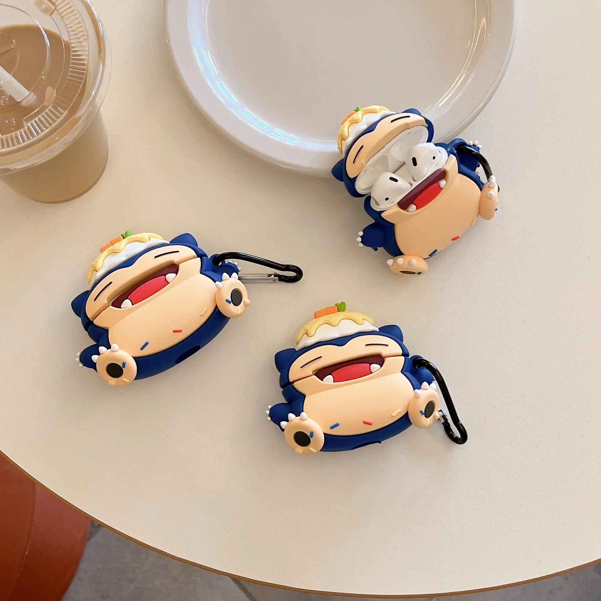 1 piece of Snorlax shaped headphone protective case, durable silicone headphone case with anti drop function, Apple wireless Bluetooth headphone case, Headphone Accessories, Earbuds, suitable for AirPods 1/2/3/4/pro/pro2/pro3