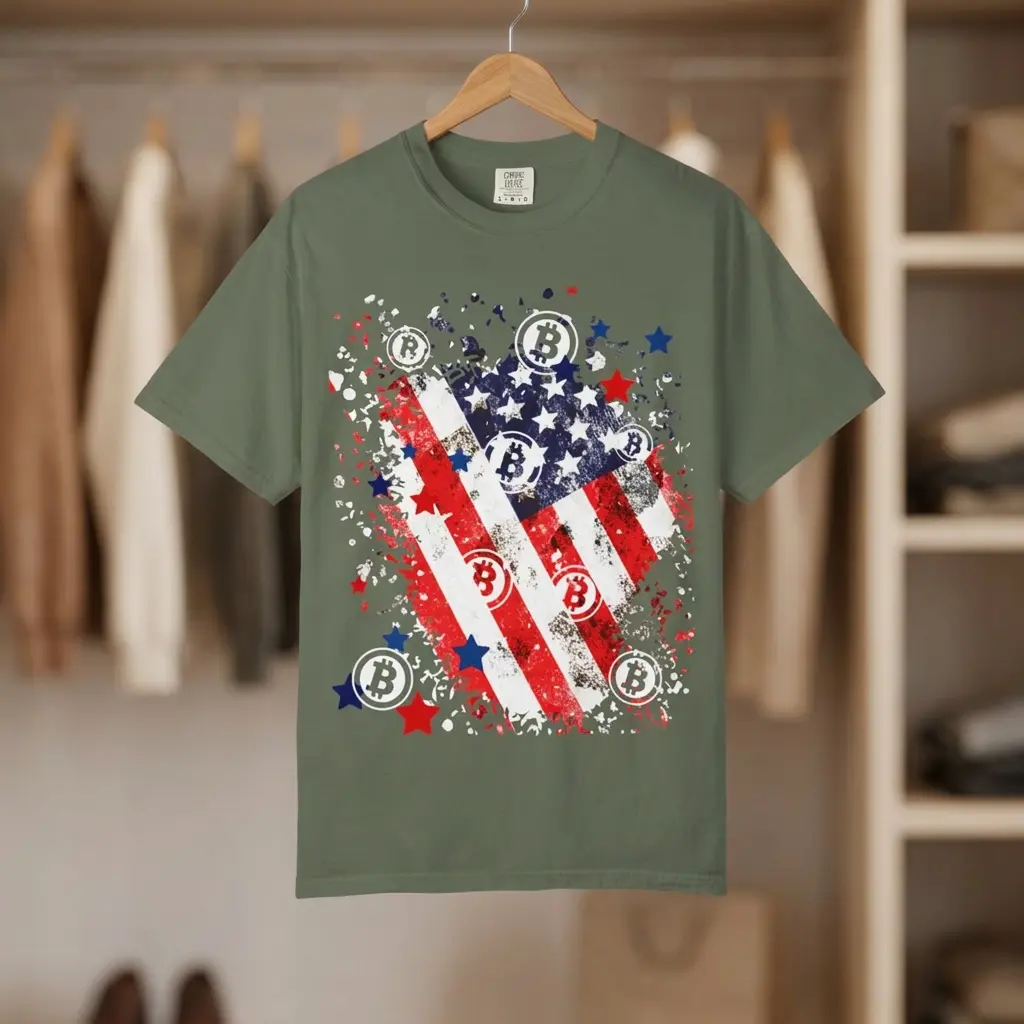 American Flag Bitcoin T-Shirt | Patriotic Crypto Design