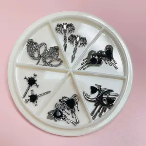 12 pcs Vintage Gothic Halloween Charms for Nails Art Design includes Snake Punk Heart Moon