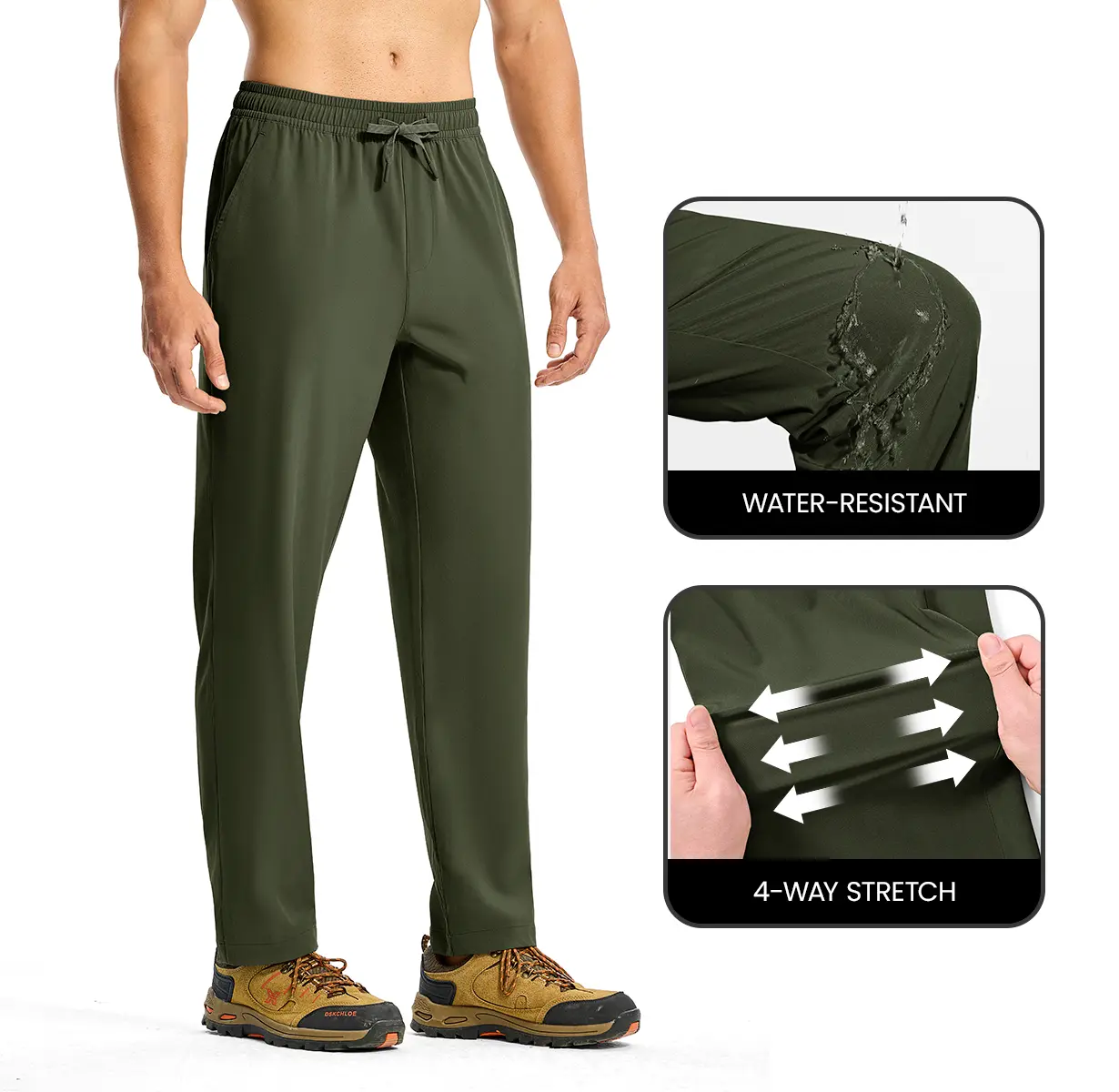 GOPUNE Mens Hiking Pants Lightweight Quick Dry 3 Pockets Travel Fishing Water-Resistant Athletic Workout Sweatpants