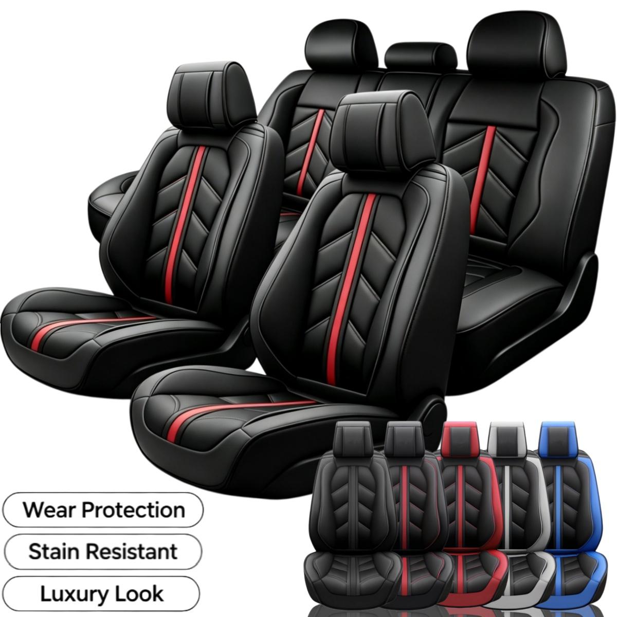 For Dodge Dart 2013-2016/ Nitro 2010-2020 Car Seat Covers, Premium 3D PU Leather 5 Seat Covers Full Set with Storage Pockets, Waterproof Breathable Non-Slip Car Front Rear Seat Cushion Protector Mats, Rear Split Fit 40/60 40/20/40 50/50 ﻿ ﻿