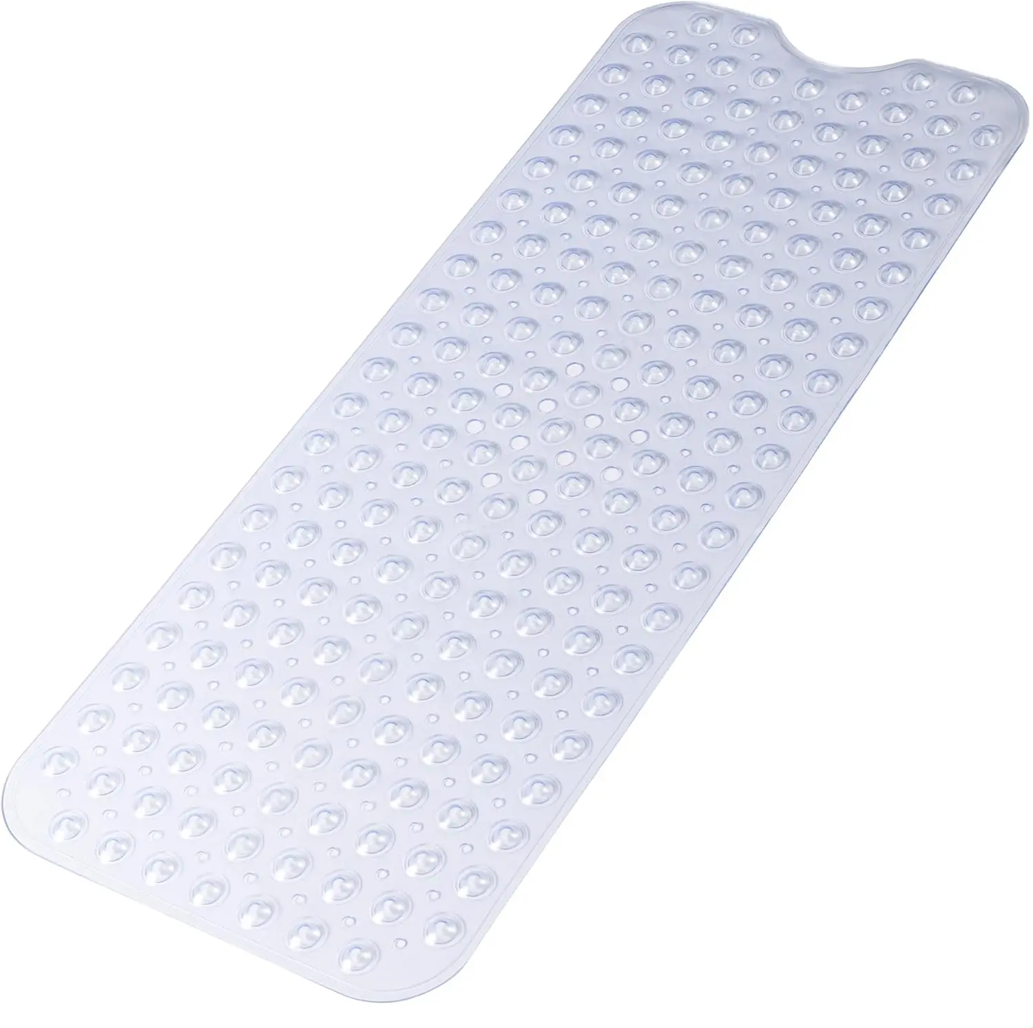 Anti-Slip BPA-Free Bathroom Bathtub Mat - 40x16 in Domed Top Extra Long Pebble-Textured, Suction Cups, Water Draining Holes, Machine-Washable Durable Modern Design for Shower Use, Non Slip