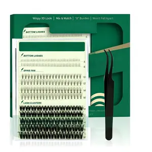 #2 Stella Kit Multi-Fairy Lash Clusters DIY At Home Makeup Type Mixed Lash Clusters Natural Spike Fan Extension Kit with Lash Bond and Seal Wet-Look