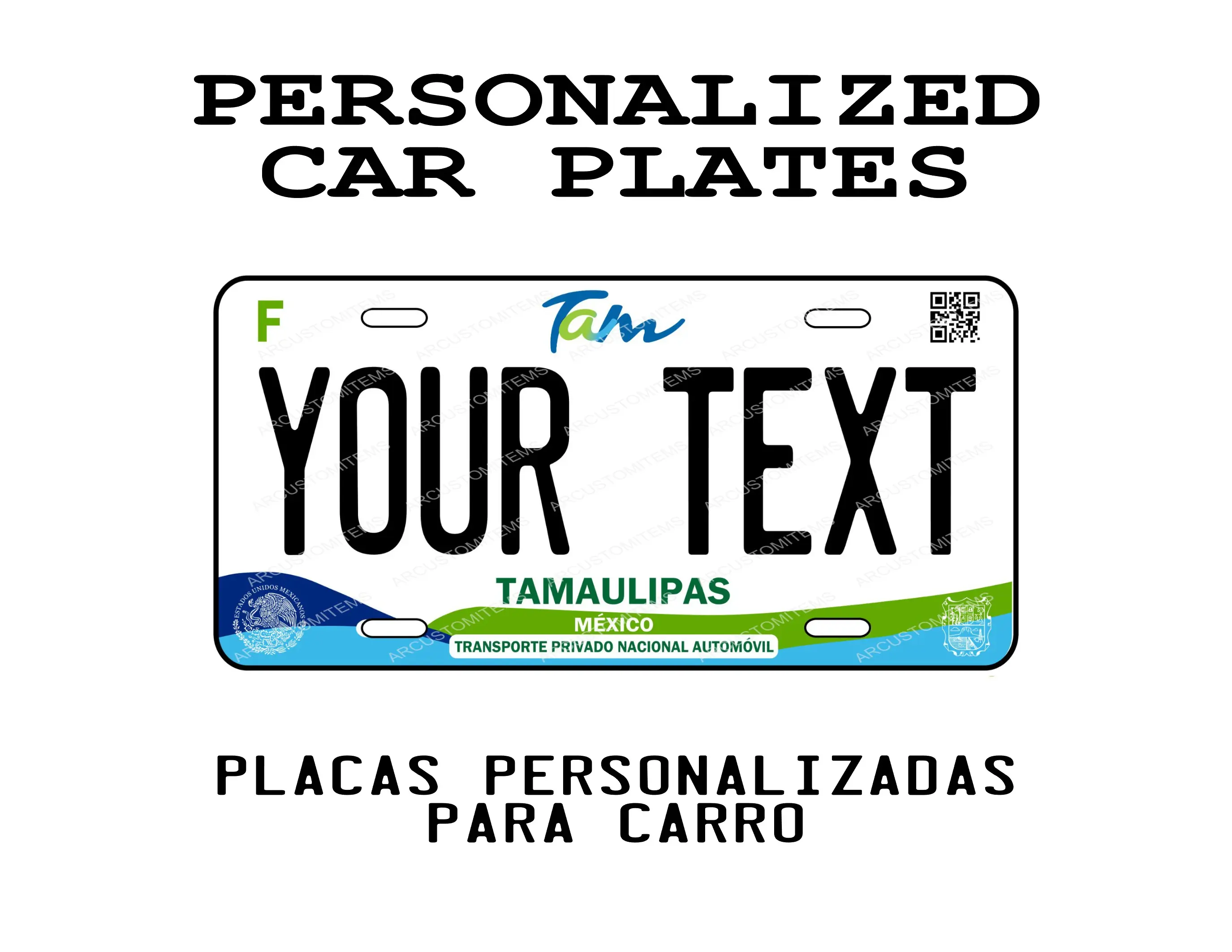 Custom Tamaulipas Car Plate Decorative - Decorative Aluminum Plate with Custom Text