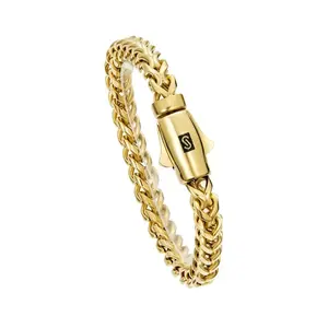 14K Gold Plated 14mm Miami Cuban Link Bracelet for Men, Waterproof & Fade-Resistant, New Dragon Head Clasp Hip Hop Chain