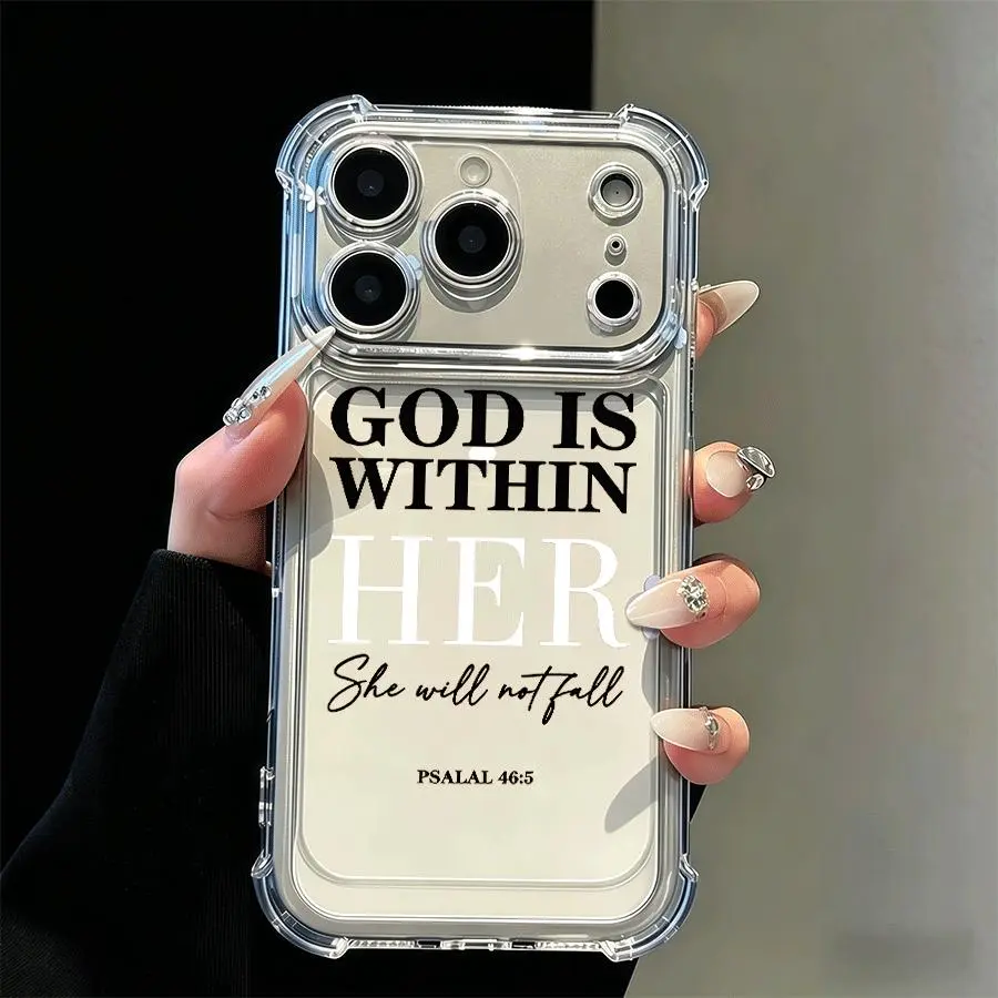 Transparent Silicone Smartphone Case, Durable Full Coverage Mobile Phone Accessory with 4-Corner Airbag, Shockproof Protection, Divine Inner Strength Pattern for iPhone 17/16/15/14/13/12/11 Pro Max Plus