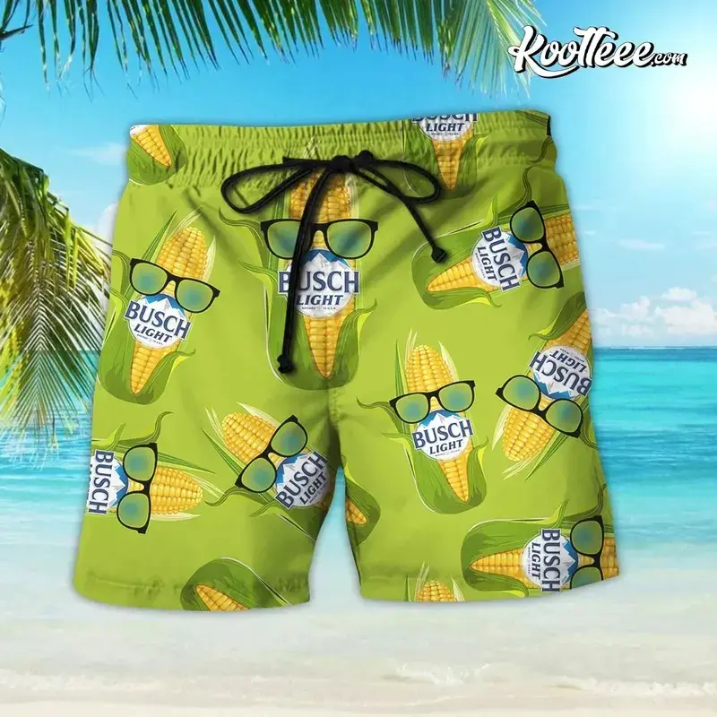 Bus.chhh Beer Corn Sunglasses Hawaiian Shorts Men Women Funny Lime Green Beach Swim Trunks Summer Casual Streetwear Spring Festival Outdoor Loose Comfort Fit