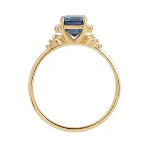 Couple's Rings for Men and Women Simple and Stylish Deep Blue Zircon Rings