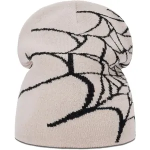 Household daily necessities Y2K Beanie for Men Women Knitted Hat Winter Cap Gothic Spider Web Design Warm Skullies Cold Weather Knit Outdoor
