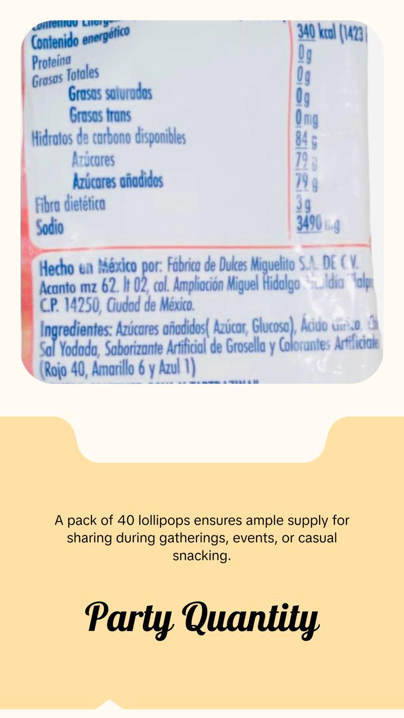 Raqueta Enchilada Miguelito Lollipop - 40 ct. Perfect Snack for Parties and Events