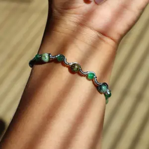 Handcrafted Wire Bracelet with Real Stones Silver Tarnish Resistant Copper Wire for Stylish Wear Genuine Stones Durability and Elegance