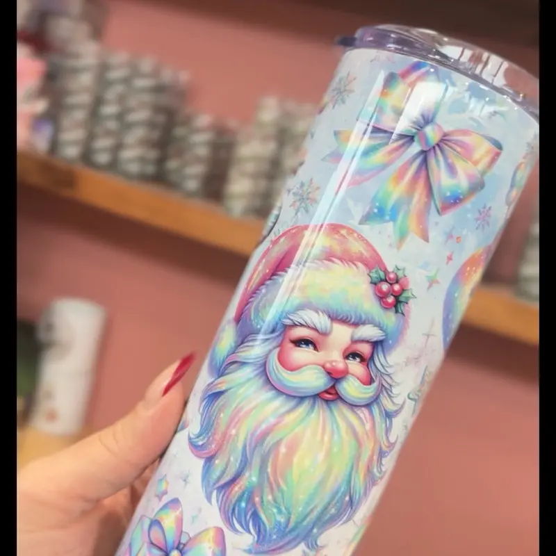 Holographic Santa tumbler