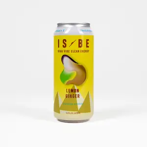 IS BE Lemon Ginger Clean Energy Drink Case (12) | Organic Green Tea Caffeine, No Crash, Low Sugar, Vitamin C, Electrolytes | Natural Sparkling Beverage 16 FL OZ No Dye No Artificial Colors