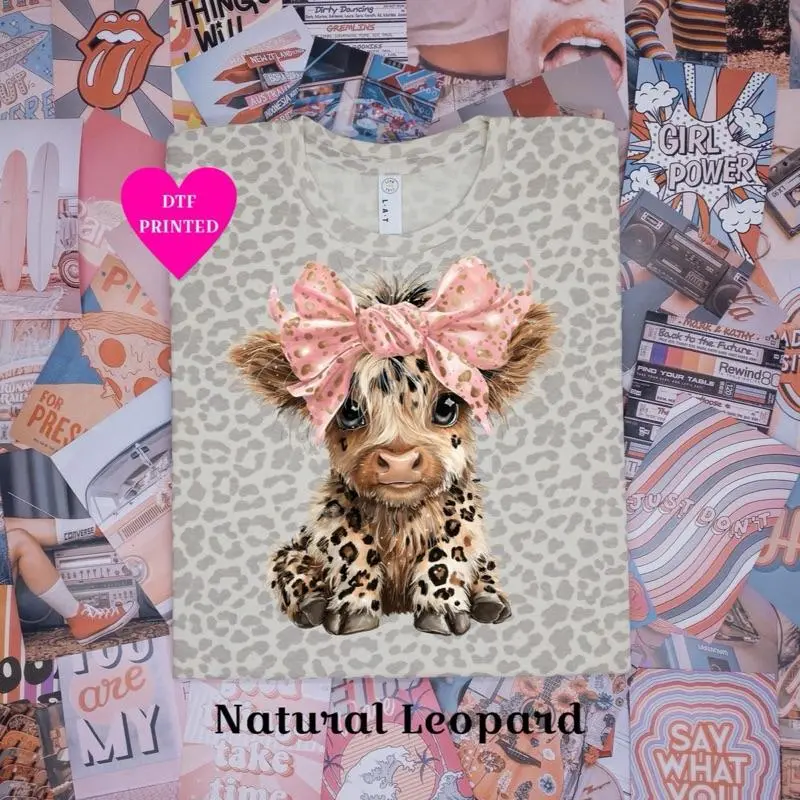 Leopard Cow Tshirt on LAT Summer Everyday Style Short Sleeve casual comfortable super soft relaxed fit unisex Sizing womenswear Streetwear vintage Crewneck Printed Loose Graphic Top #CowObsessed #HighlandCow #LeopardPrint #CowLover