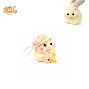 LETSSQUISHY Handmade Taba Squishy Hamster Toy, Cute Squishy Hamster Fidget Toy, Realistic Hamster Toy, Soft Silicone Mochi Furry Toy, Stress Relief Gift for Adults & Kids, Sensory Anxiety Plushie (Yellow)