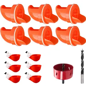 Automatic Chicken Feeder No Waste 12 Ports, Automatic Poultry Feeder with DIY Chicken Feeders and Waterer Set 6 Chicken Feeders Ports & 1 Hole Saw, Rain Proof Gravity Chicken Feeders Kit for Buckets, Barrels, Bins