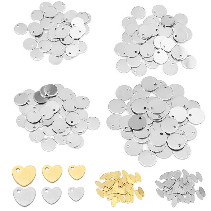 10-20pcs 6-35mm Stainless Steel Charms Round Dog Tag Pendant Stamping Blanks Pendants For Necklaces DIY Jewelry Making