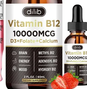 Vitamin B12 Liquid Drops Sublingual 10000 mcg, Triple B-12 Complex Supplement, Methyl & Methylcobalamin Blend for Women & Men, Mood & Energy Booster, Methylated B 12 for Metabolism & Health Support