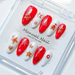 Vosplends Nailhaven Seasonal Collection 10pcs Press On Nails Holiday Christmas Cute Glossy High Quality Salon-Quality Stiletto Press-On Nails Eco-Friendly & Sustainable
