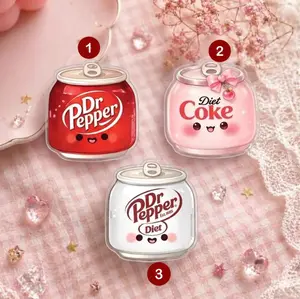 Cute Fizzy Soda Can Phone Grip Stand, Kawaii Soft Drink Inspired Expandable Holder for iPhone Kindle Tablet, Aesthetic Pink Red Cartoon Grip
