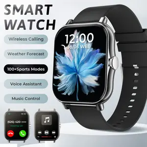 1 Piece Multifunction Smartwatch 1.83-inch Square Display Wireless Calling Multi-Sport Mode Fitness Tracker for Men and Women Customizable Watch Faces Colorful Watch Bands Music Player Wearable Device Compatible with Android and iOS Makes a Great Gift