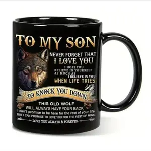 To My Son Coffee Mug Gifts from Mom, Birthday Christmas Father's Day Gifts for Son from Mom and Dad Tea Cup 11oz Ceramic Shaped Glass Pot Girls, ceramic coffee mug to gol Sarcasm Coffee Mug with Classic