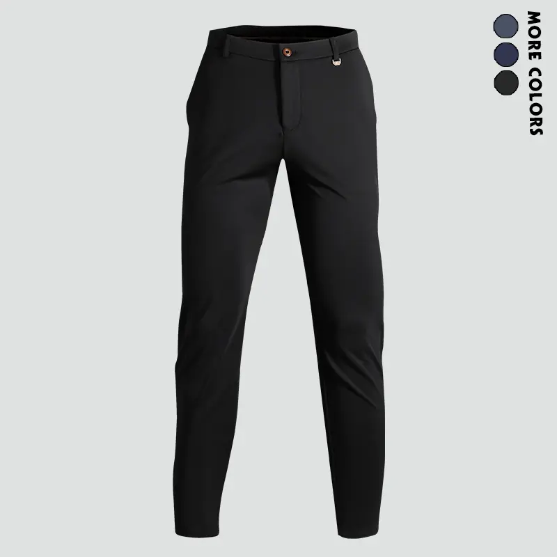 Men's lightweight business casual pants, made from a stretchy polyester and spandex blend, feature a mid-rise with a belt loop and pockets, machine washable, suitable for spring and autumn office and formal occasions