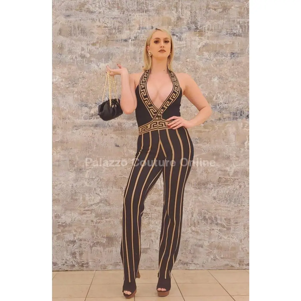 Kelly Knit Jumpsuit (Black/Khaki)