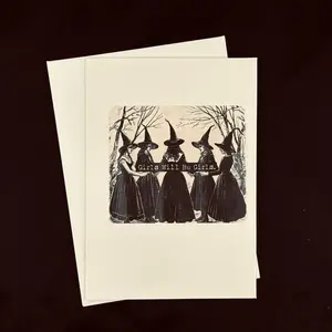 Girls Will be Girls - Ivory 5x7 Greeting Card - Vintage Illustration for Empowering Messages - Perfect Gift for Witches & Feminists