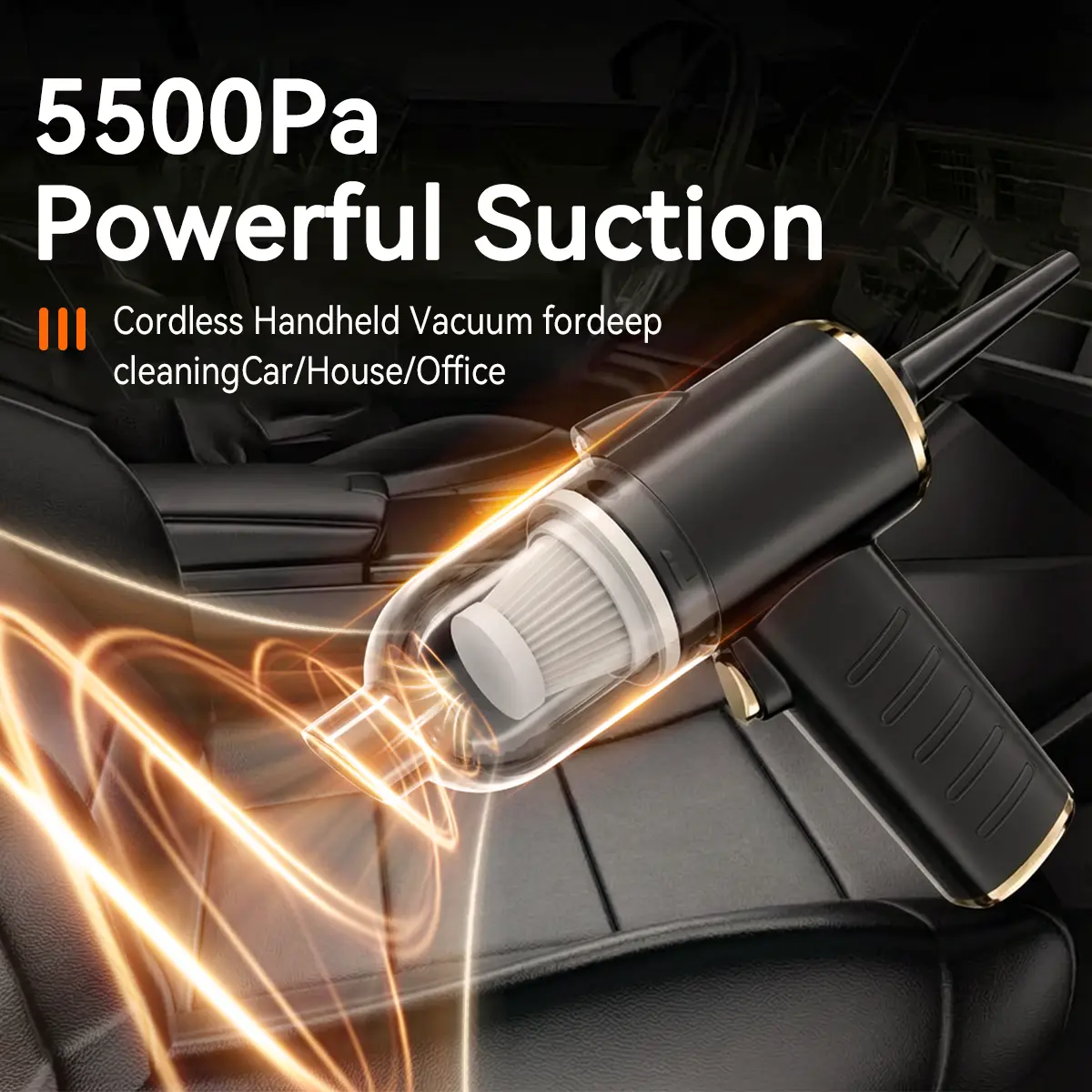 Portable Powerful Cordless Handheld Vacuum Cleaner, Lightweight Mini Vacuum with Strong Suction for Car Detailing, Home, Office, Desk & Pet Hair Cleaning