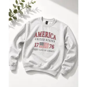 Plus/Reg Long Sleeve "Vintage America 1776" Graphic Sweatshirt