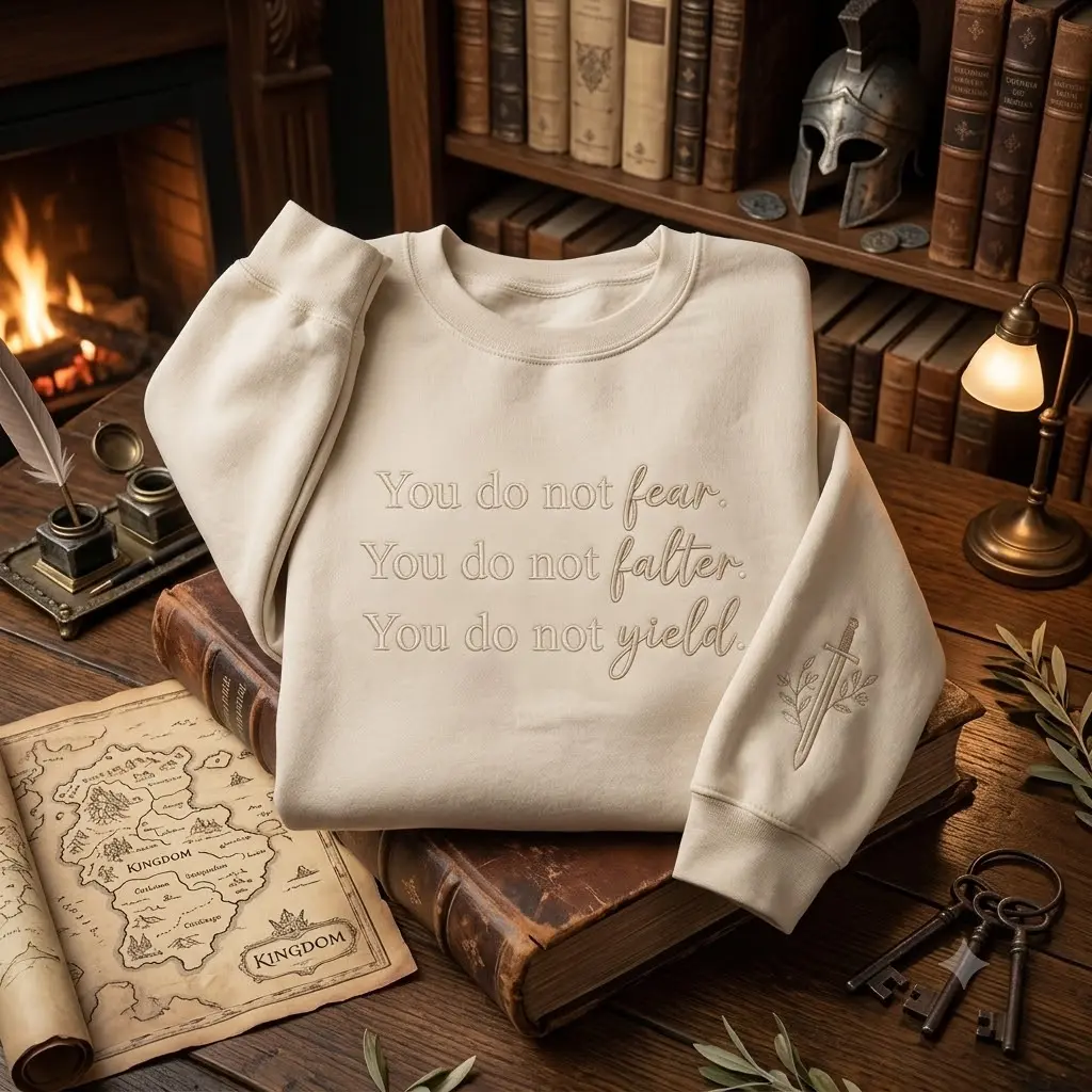 You Do not Yield Tone on Tone Embroidered Sweatshirt, Bookish Shirt, Throne Of Glass Sweatshirt, Kingdom Of Ash Crewneck, ACOTAR Sweatshirt