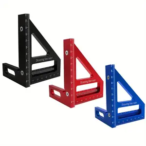 Precision Square, Aluminum Alloy Miter Triangle Ruler T-type Scriber, Carpentry Measuring Tools, 45/90 Degree Layout 3D Multi Angle Drawing Line Woodworking Tool