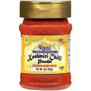 Rani Kashmiri Chilli Powder (Deggi Mirch, Low Heat) Ground Indian Spice 3oz (85g) PET Jar ~ All Natural | Salt-Free | Vegan | Kosher | Gluten Friendly | Perfect for Deviled Eggs & Other Low Heat Dishes