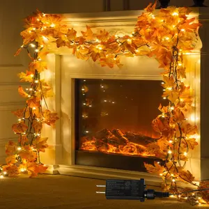 66ft Maple Leaves String Lights Fall Decor for Home Thanksgiving Decorations Lighted Fall Garland Decorations Thanksgiving Halloween Decor Full String Lights for Indoor Room Autumn Harvest
