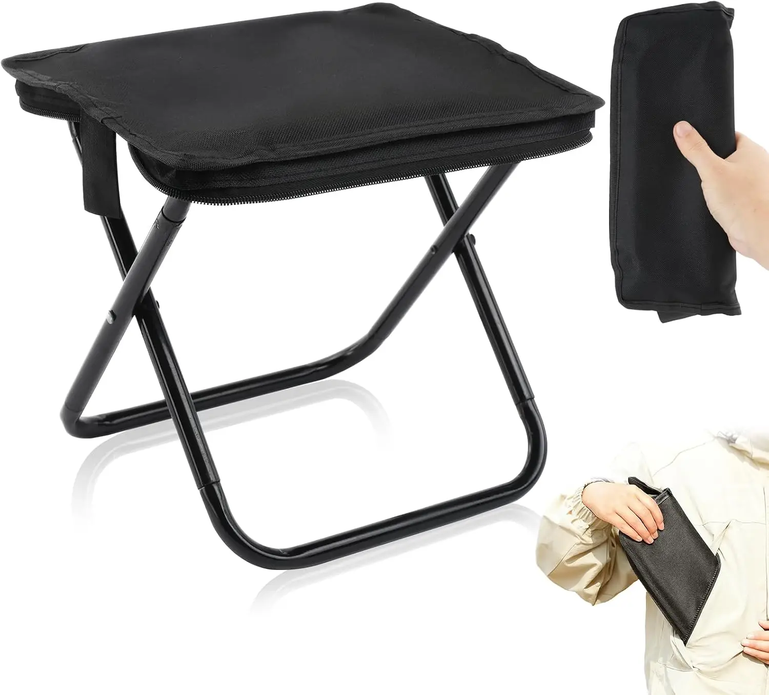 Ultra Light 1.1lbs Portable Camping Chair with Carry Bag, Foldable Outdoor Heavy Duty Chair Max Load 200lb, Must Have Gear for Hiking Camping Fishing Beach BBQ