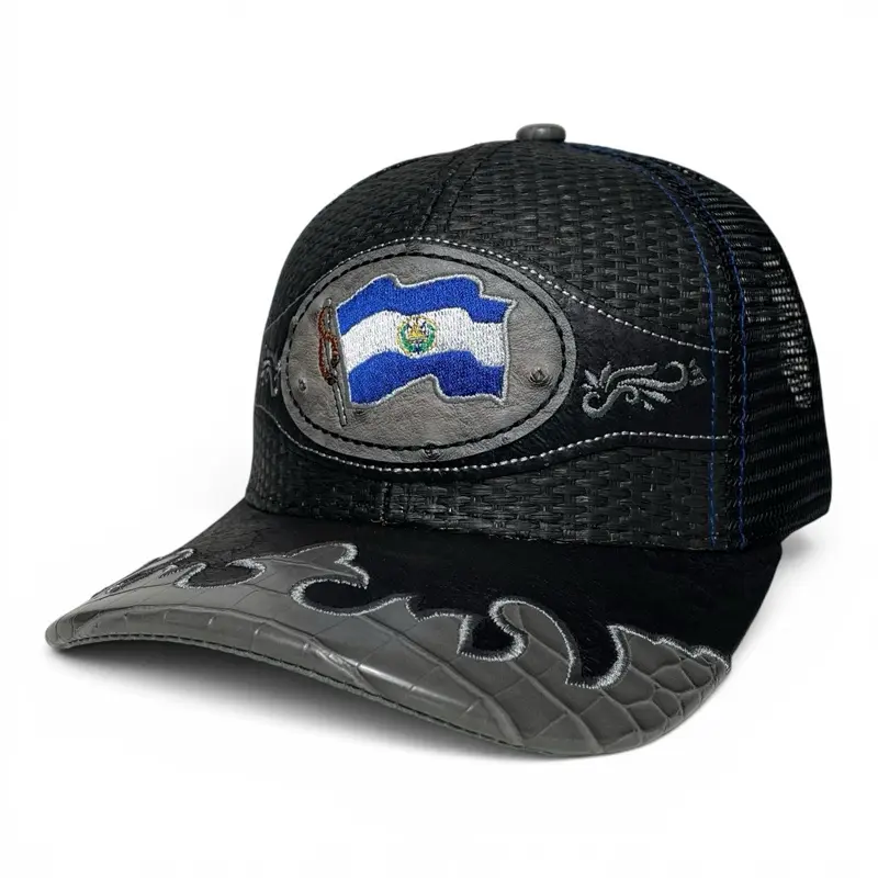 Gorra Vaquera Bandera de El Salvador, Bordada, Estilo Vaquero, Ajustable