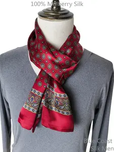 Elegant 100% Silk Scarf for Men Business Ready Double-Sided Design Perfect with Suits Great Gift for Christmas Valentine Day New Year Present