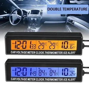 Car 3-in-1 Digital Voltmeter LCD Display Clock Digital display Car color electronic clock thermometer Voltage Temperature Battery
