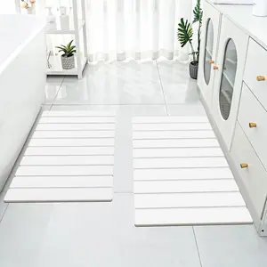 2 Pack Foldable Stone Bath Mats for Absorbent Diatomaceous Earth Bath Mat Quick Dry Bath Rug Drying Mats with Non Slip Shower Rug Tub Shower Mat