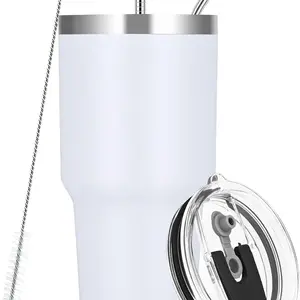 30oz Stainless Steel Water Bottle with Straw - The Perfect Large Tumbler to Keep Your Drink Hot or Cold! Drinkware Flasks Lid Mug Bottled Portable Insulated