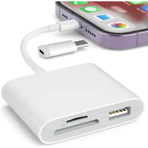 SD Card Reader for iPhone, Memory Card Reader with USB Camera Adapter Plug and Play Trail Game Camera Viewer Supports SD and TF Card MicroSD Card Adapter for iPad No App Required