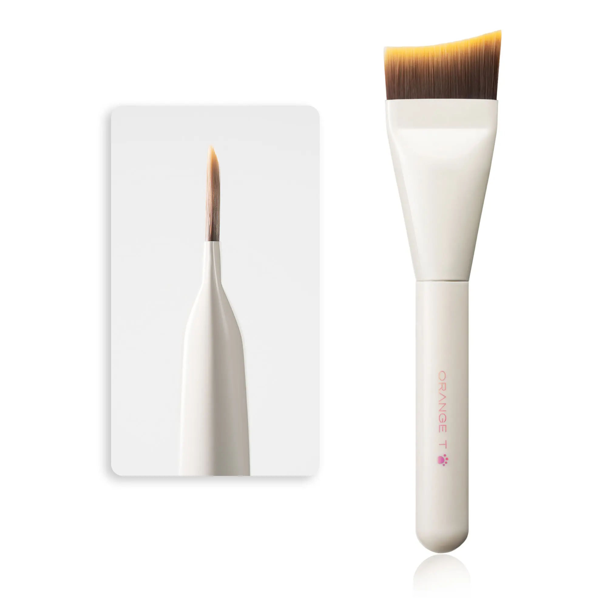 ECHANEW Seamless Curved Foundation Brush | Flawless Base Makeup Brush with Beige Handle, Perfect for Contouring & Blending