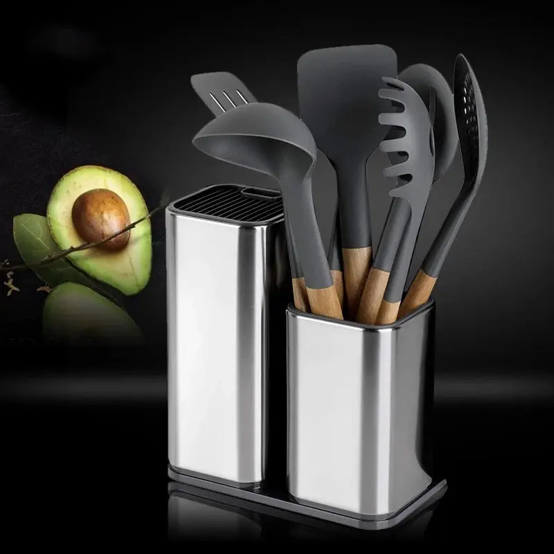 Creative large-capacity multifunctional kitchen knife rack, perfect for home countertops, ventilated and water-draining, can store multiple chef and fruit knives, a handy tool to keep your kitchen neat