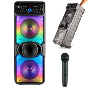 Portable Bluetooth Party Speaker Karaoke Sound System 2x10”woofer and 1”tweeter Liquid Motion Light