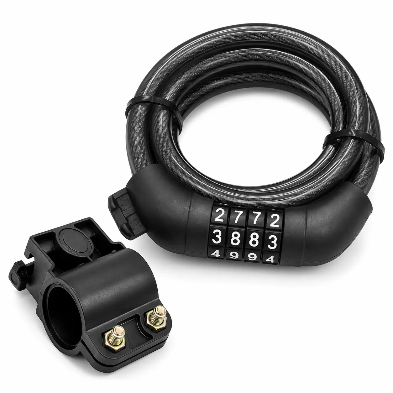 4 Digit Combination Bike Lock, Anti Theft Cable Lock for Bicycle, Keyless Security Lock with Mounting Bracket, Portable Bike Lock for Mountain Road Bikes essential accessory