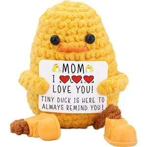 Gifts for Mom Long Legged Cute Support Duck, Birthday Mothers Day Christmas for Mom from Daughter Son, Handmade Crochet Knitted Positive Cute Duck